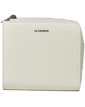 Jil Sander Logo Embossed Zipped Cardholder - White