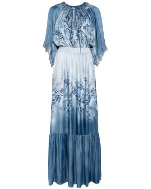 ERMANNO FIRENZE Floral Print Long Dress - Blue