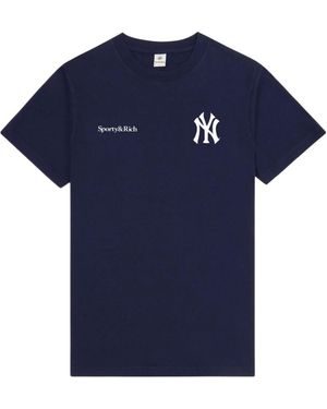 Sporty & Rich Logo Crew-Neck T-Shirt - Blue