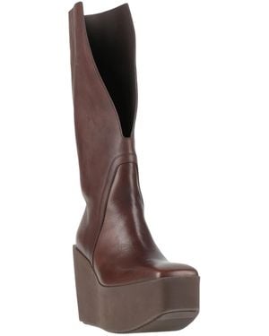 Rick Owens Wedge Sole Leather Boots - Brown