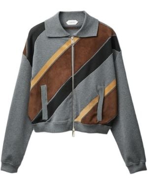 Versace Patchwork Zipped Sweatshirt - Gray