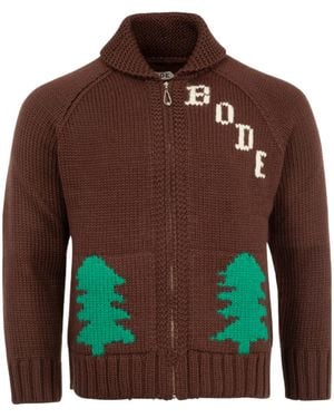 Bode Wool Zipper Cardigan - Brown