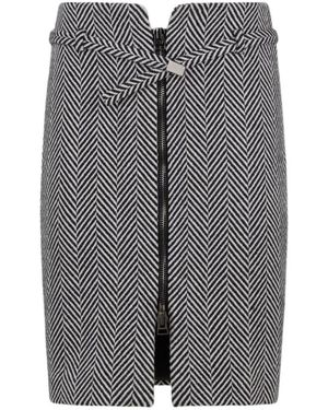 Tom Ford Chevron-Pattern Zipped Midi Pencil Skirt - Grey
