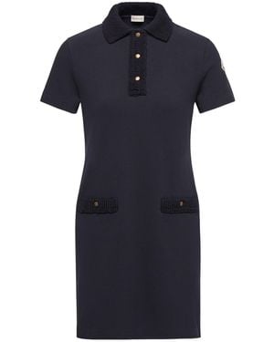 Moncler Cotton Piquet Polo Mini Dress - Blue