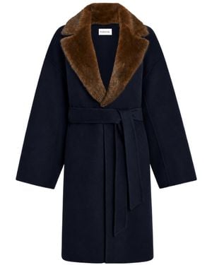 P.A.R.O.S.H. Faux-Fur Collar Belted Coat - Blue