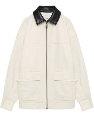 Anine Bing Contrast Collar Zipped Jacket - White