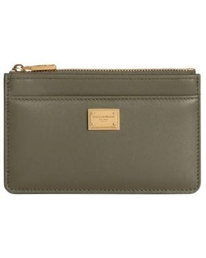 Dolce & Gabbana Logo Plate Zipped Cardholder - Grey