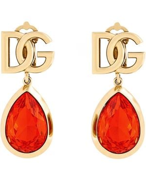 Dolce & Gabbana Logo Clip Earrings - Red