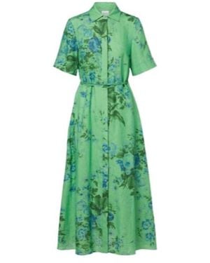 Erdem Floral Linen Shirt Dress - Green