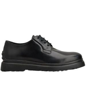 Tod's Gommino Detail Round Toe Derby Shoes - Black