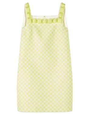 Versace Embellished Check-Pattern Dress - Yellow