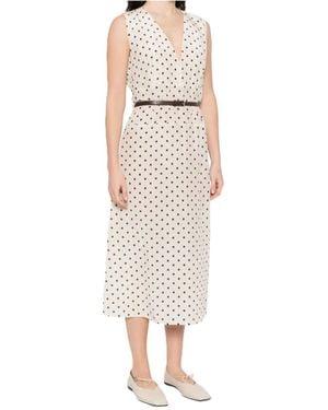 P.A.R.O.S.H. Polka-Dot Sleeveless Midi Dress - Natural
