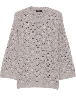 Fabiana Filippi Open-Knit Pointelle-Trim Jumper - Grey