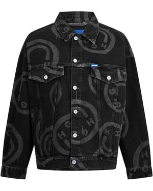 BOSS Collared Denim Jacket - Black