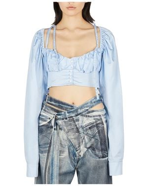 OTTOLINGER Pleated Round-Neck Blouse - Blue