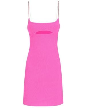 Gcds Logo Embellished Spaghetti Strap Mini Dress - Pink