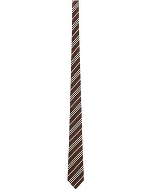 Saint Laurent Striped Tie - White