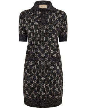 Gucci Gg Jacquard Cotton Dress - Black