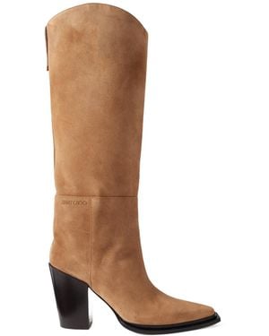 Jimmy Choo Cece 80 Suede Knee Boots - Brown