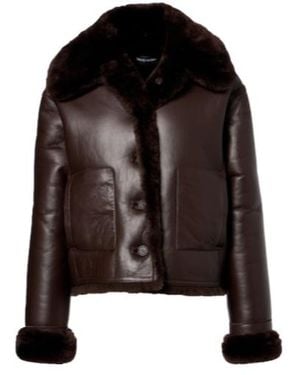 David Koma Reversible Shearling And Leather Jacket - Black