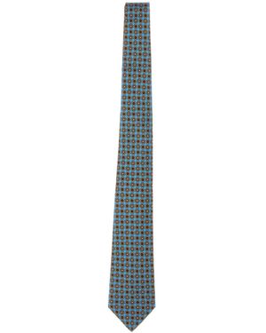 Kiton Micro Geometric Tie - Blue