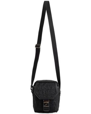 Versace Greca Plaque Foldover Top Messenger Bag - White