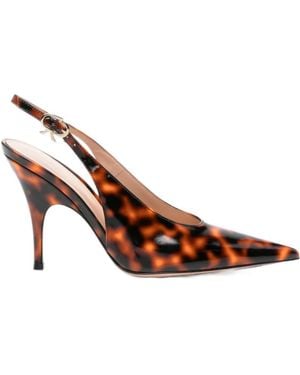 Gianvito Rossi Sofia Sling Tortoiseshell-Effect Slingback Court Shoes - Brown