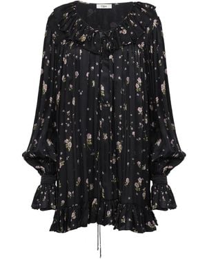 Chloé Chloé Gathered Long-Sleeved Mini Dress - Black