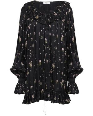 Chloé Chloé Gathered Long-Sleeved Mini Dress - Black