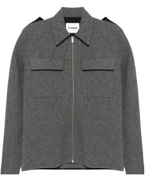 Jil Sander Textured Zipped Shirt - Grey