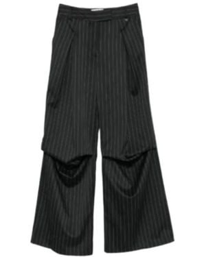 Aniye By Pinstripe-Pattern Draped Pants - Black
