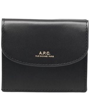 A.P.C. Logo-Stamp Foldover Wallet - Black