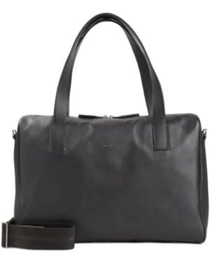 ZEGNA Secondskin Leather Holdall Bag - Black
