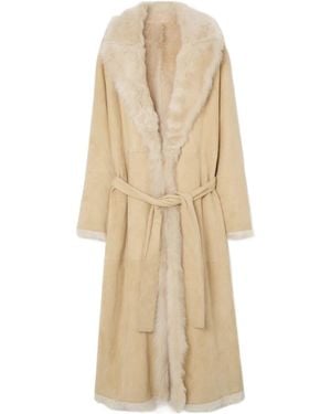 Burberry Shearling Lemsford Coat - Natural