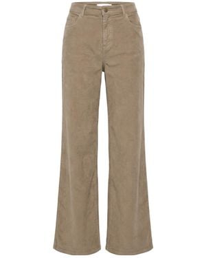 Twinset Wide-Leg Corduroy Casual Pants - Natural