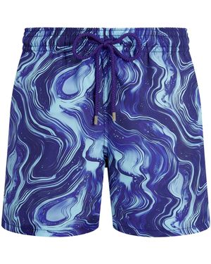 Vilebrequin Marbled Print Swim Shorts - Blue