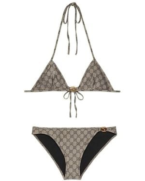 Gucci Monogram Print Bikini Set - Metallic