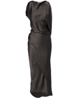 Victoria Beckham Kyra Draped Crepe Satin Midi Dress - Black