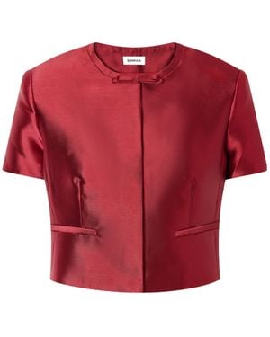 Jonathan Simkhai Naelle Bow-Embellished Cropped Top - Red
