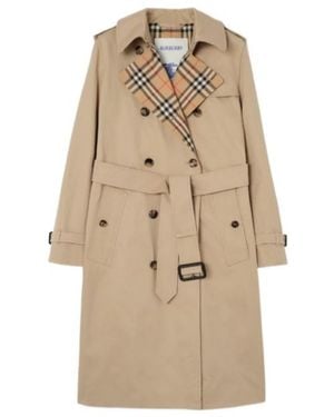 Burberry Long Gabardine Lakefield Trench Coat - Natural