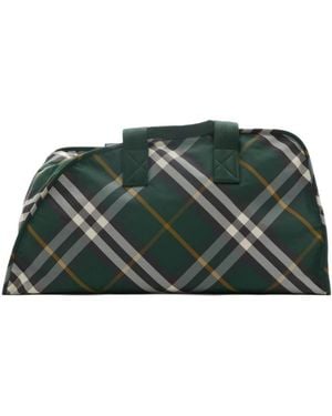 Burberry Shield Chequered Large Duffle Bag - Green