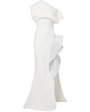 Maticevski Wishing Ruffled Asymmetric Gown - White