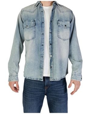 BOSS Press-Stud Denim Shirt - Blue