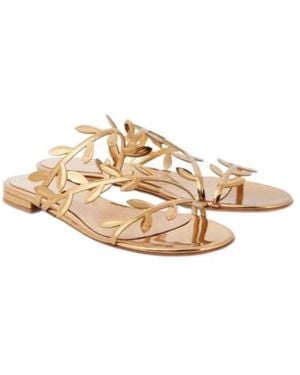Gianvito Rossi Minimalist Metallic Sandals - Natural