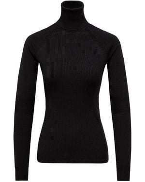 Moncler Wool Blend Polo Neck Sweater - Black