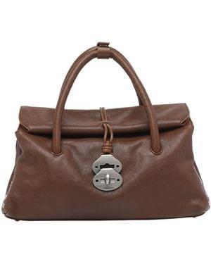 Zanellato Small Dotta Turn-Lock Top Handle Bag - Brown