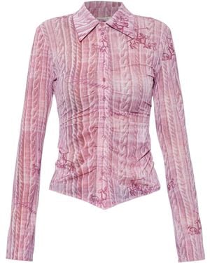 AVAVAV Patterned Fitted Button-Up Shirt - Pink