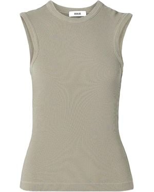 Agolde Cassidy Ribbed Stretch Organic Cotton And Lyocell-Blend Jersey Tank - Grey