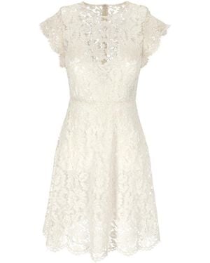 Valentino Lace-Overlay Cap-Sleeve Mini Dress - White