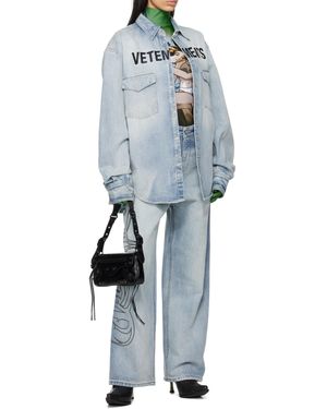 Vetements Metal Logo Baggy Jeans - Blue